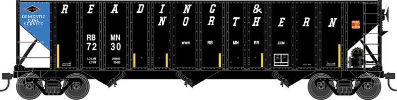 Bowser 43228 HO Scale 100 Ton 3-Bay Hopper Reading & Northern "Blue Panel" RBMN 7247