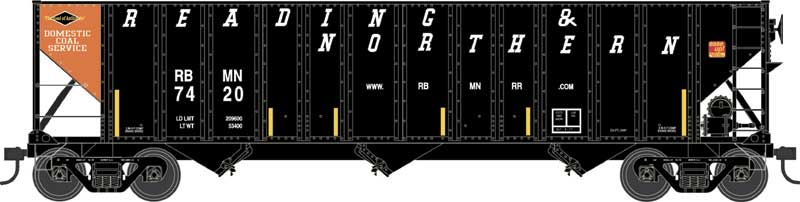 Bowser 43231 HO Scale 100 Ton 3-Bay Hopper Reading & Northern "Orange Panel" RBMN 7420
