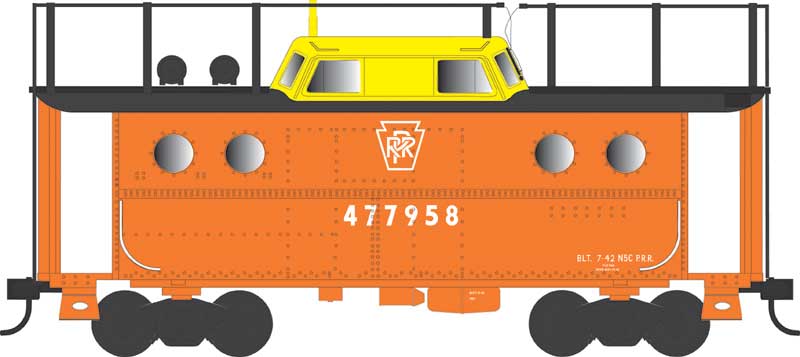 Bowser 43393 HO Scale PRR N5c Caboose Cabin Pennsylvania Orange PRR 477958 - Trainphone