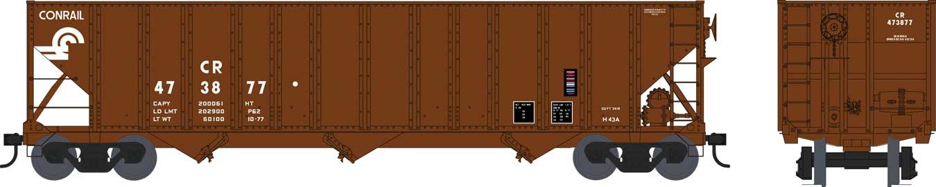 Bowser Executive Line 42367 HO Scale 100 Ton 3-Bay Hopper Conrail CR 477577