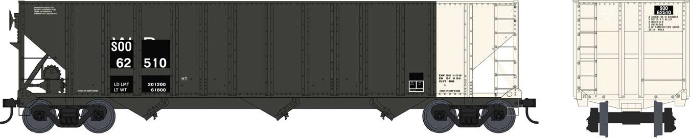 Bowser Executive Line 42400 HO Scale 100 Ton 3-Bay Hopper SOO Line ex-WP 62372