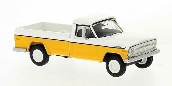 Brekina 19814 HO Scale 1964 Jeep Gladiator B Pickup Truck - Yellow and White