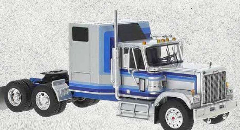 Brekina 85775 HO Scale 1980 GMC General Tractor/Semi Silver and Blue