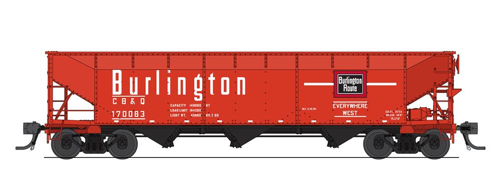 Broadway Limited Imports 7372 HO Scale AAR 70 Ton Triple Hopper Burlington CB&Q 4 Pack