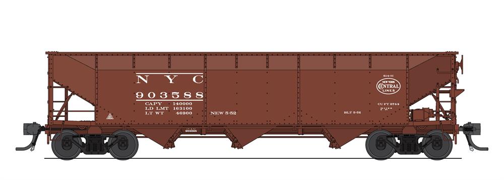 Broadway Limited Imports 7384 HO Scale AAR 70 Ton Triple Hopper New York Central NYC 903892