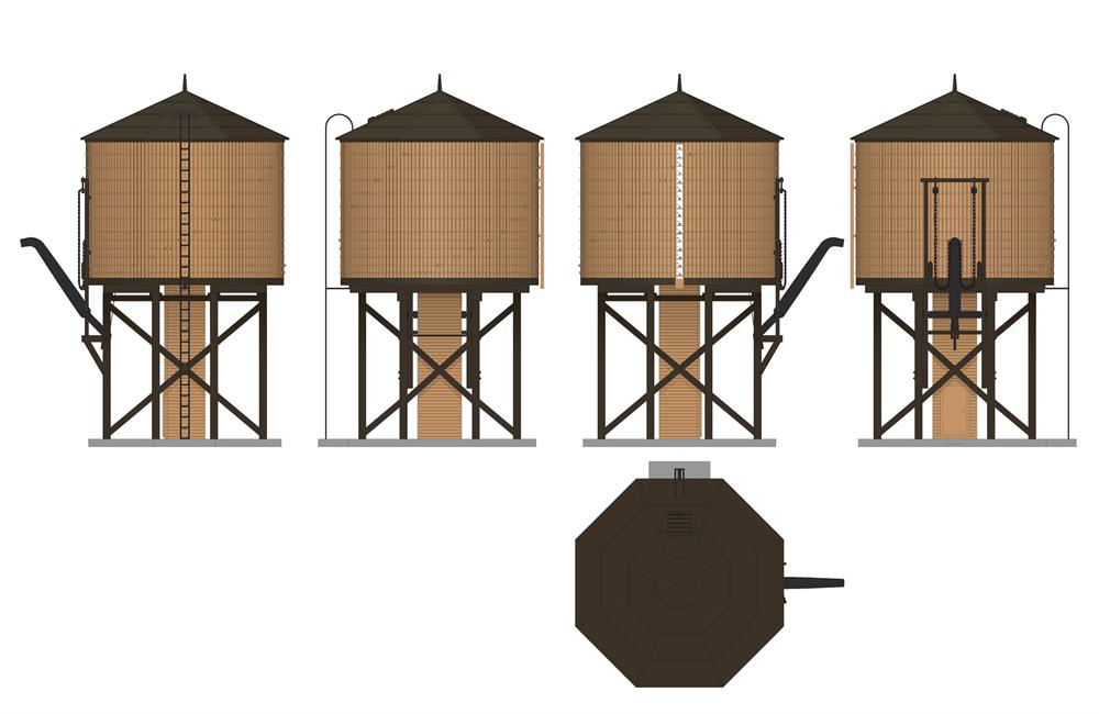 Broadway Limited Imports 7910 HO Scale Wood Water Tower - Weathered Brown (Operating/Sound)
