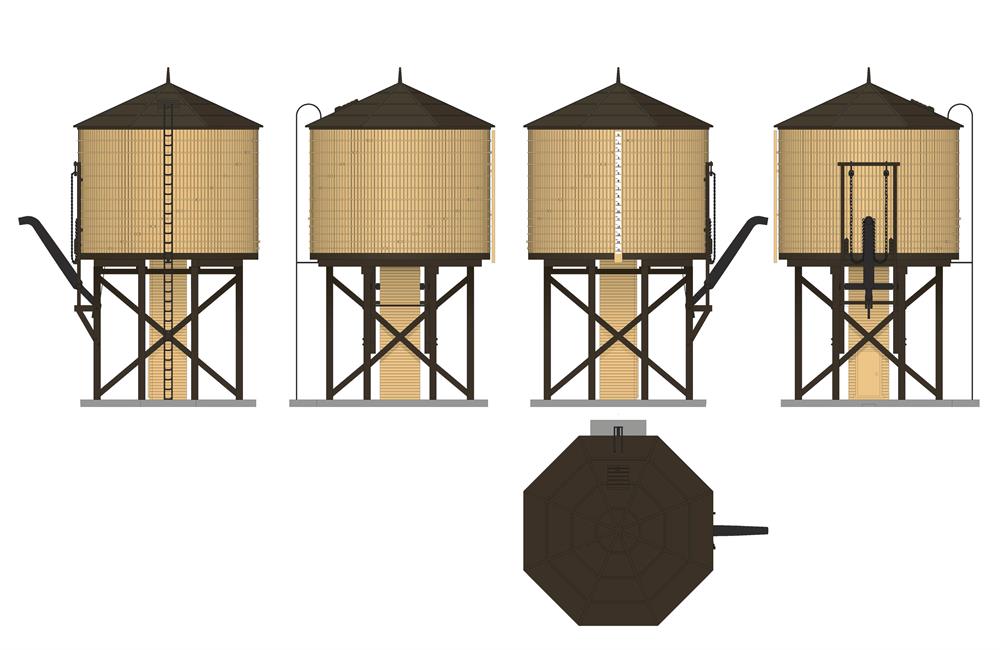 Broadway Limited Imports 7913 HO Scale Wood Water Tower - Yellow (Operating/Sound)