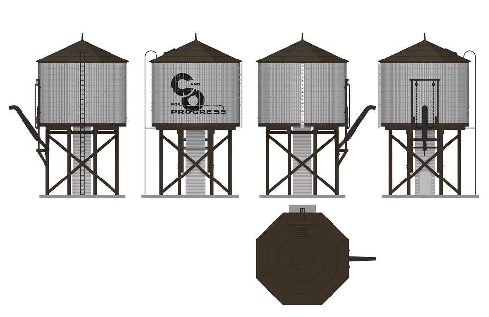 Broadway Limited Imports 7915 HO Scale Wood Water Tower - Chesapeake & Ohio C&O (Operating/Sound)
