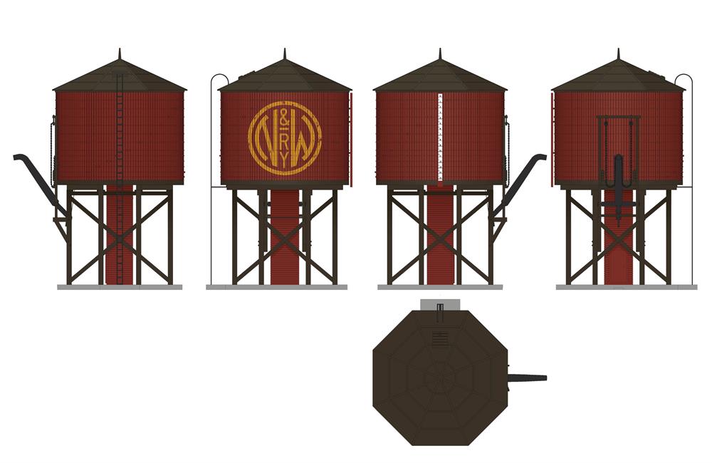 Broadway Limited Imports 7920 HO Scale Wood Water Tower - Norfolk & Western N&W (Operating/Sound)