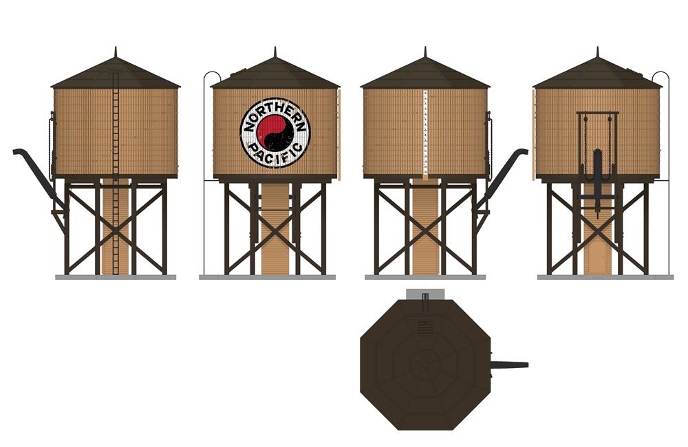 Broadway Limited Imports 7921 HO Scale Wood Water Tower - Northern Pacific NP (Operating/Sound)