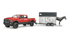 Bruder 02501 Ram 2500 Power Wagon Pickup Truck with Horse Trailer and Horse