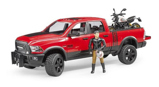 Bruder 02502 Ram 2500 Power Wagon Pickup Truck with Ducati Desert Sled and Driver