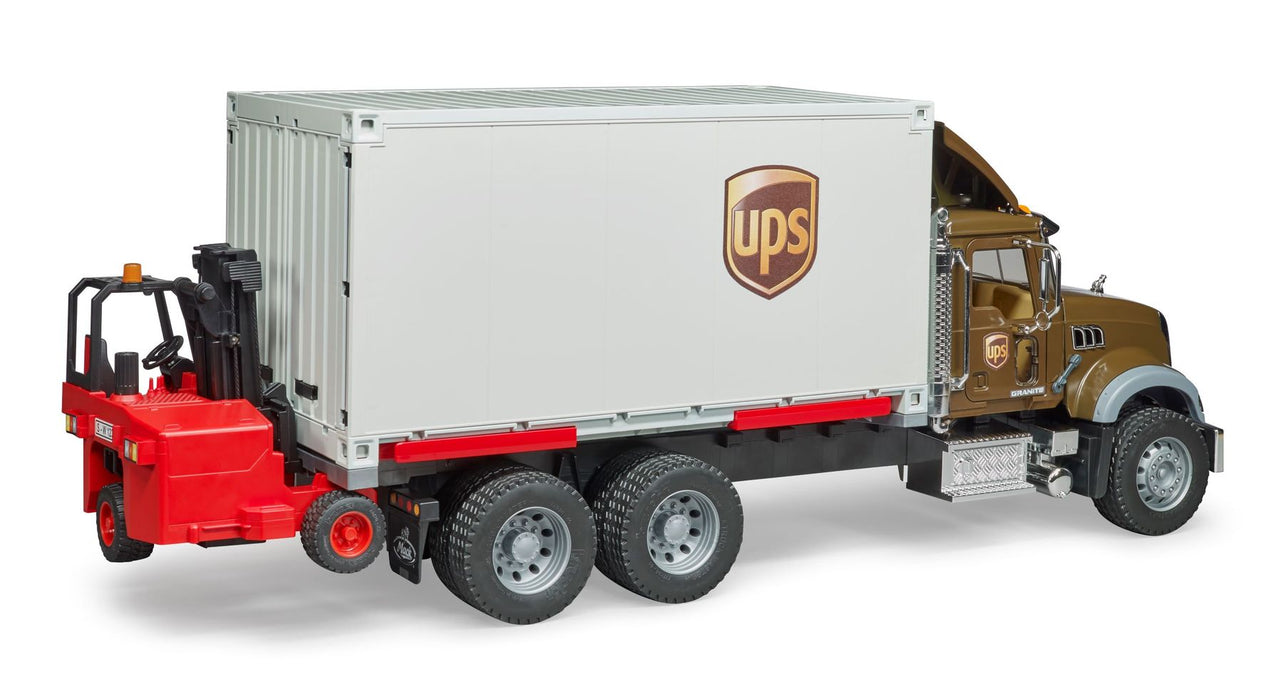 Bruder 02828 MACK Granite UPS Logistics Box Truck with Forklift