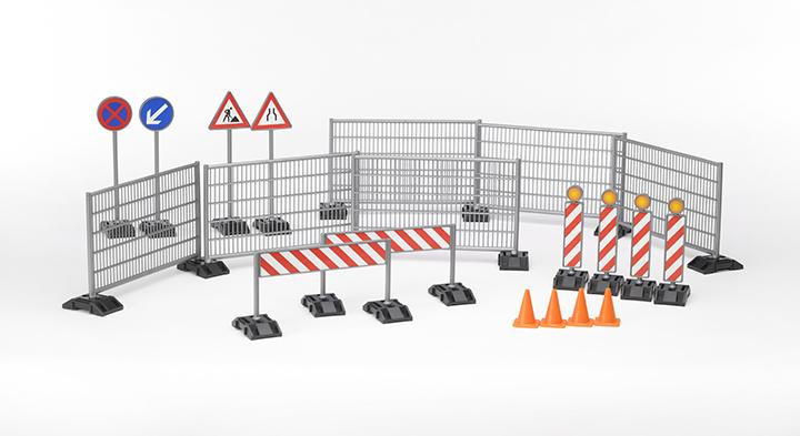 Bruder 62007 Construction Set with Site Railings Signs and Pylons