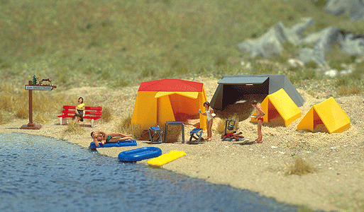 Busch 6026 HO Scale Camping Site Scene