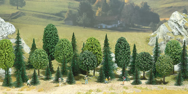 Busch 6590 N Scale Assorted Decidous and Pine Trees