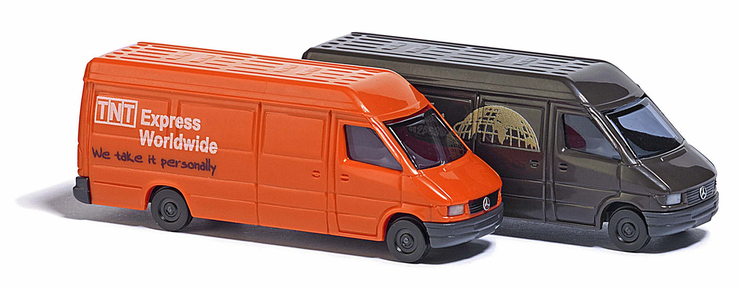 Busch 8338 N Scale Mercedes-Benz Sprinter Cargo Van 2 Pack UPS and TNT