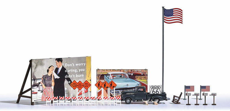Busch 9720 HO Scale North American Style Street Signs Billboards and Details