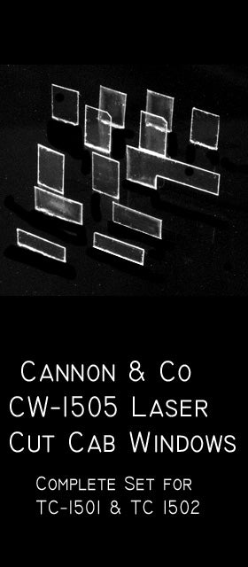 Cannon & Company 1505 HO Scale Windows - Laser Cut Glass For Cab Kits #1501 1502 (Sold Separately)