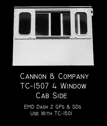 Cannon & Company 1507 HO Scale Spartan Cab Sides - 4-Window For EMD Dash 2 Series Diesels