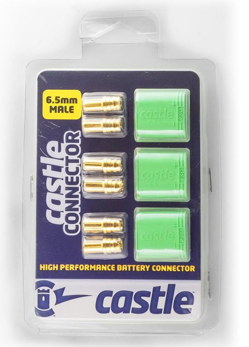 Castle Creations 11-0068-00 CC 6.5mm Polarized Bullet 3 Male Connectors