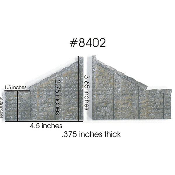 Chooch 8402 HO Scale Cut Stone Sloped Abutment 2 Pack