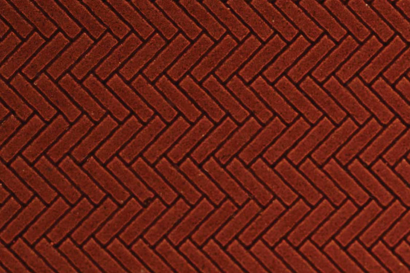 Chooch 8663 HO Scale Flexible Dark Red Medium Brick Pavers Sheet Herringbone Pattern 2 Pack