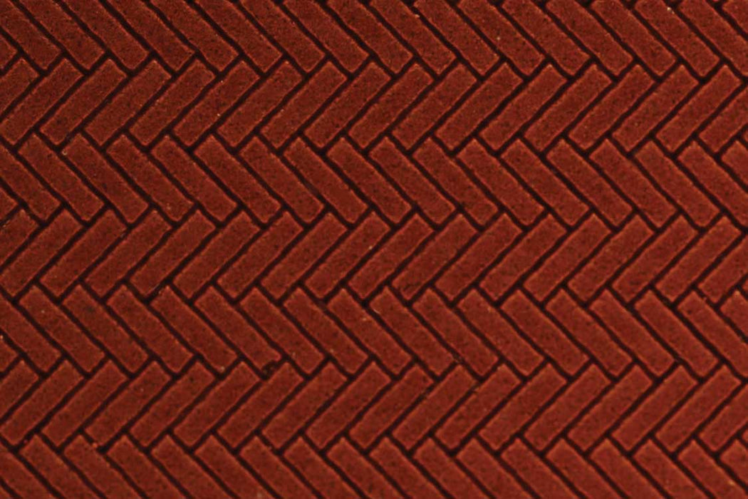 Chooch 8663 HO Scale Flexible Dark Red Medium Brick Pavers Sheet Herringbone Pattern 2 Pack