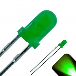 Circuitron 800-750402 7504 Hyper-Brite Pure Green LED 3.0mm Diameter 12-16V - Package of 2