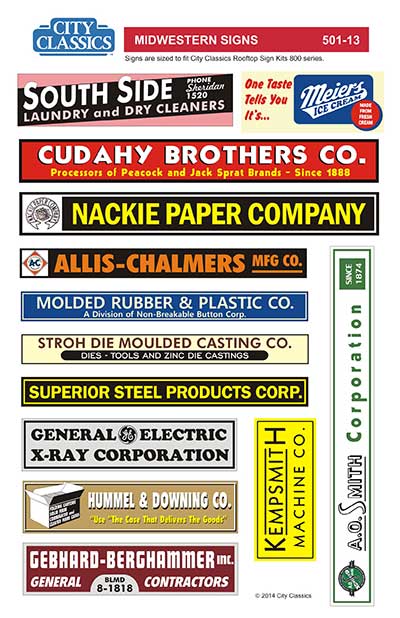 City Classics 501-13 HO Scale Midwestern Business Signs