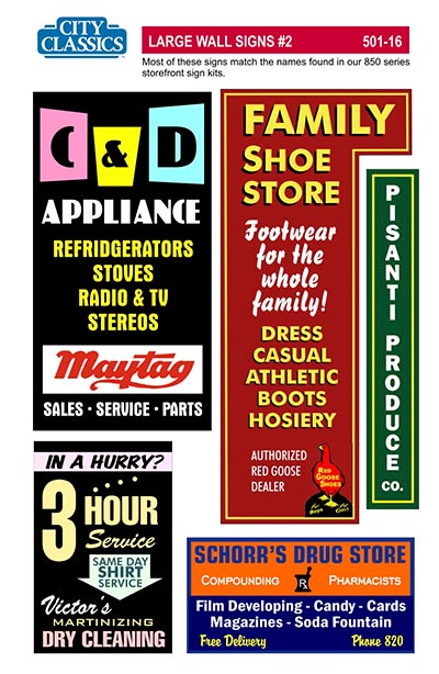 City Classics 501-16 HO Scale Large Wall Signs #2
