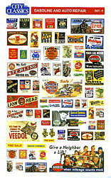 City Classics 501-4 HO Scale Gasoline and Auto Repair Signs
