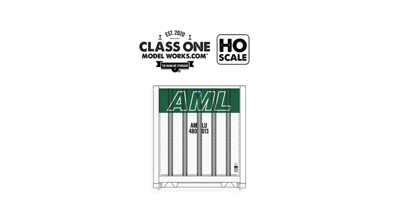 Class One Model Works HO Scale Hyundai 48' Container Alaska Marine Lines AMLU 480013/480045 2-Pack