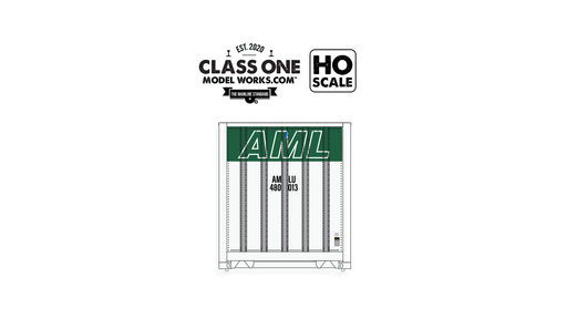 Class One Model Works HO Scale Hyundai 48' Container Alaska Marine Lines AMLU 480013/480045 2-Pack