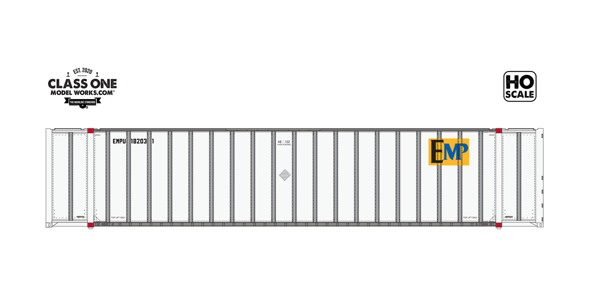 Class One Model Works HO Scale Hyundai 48' Container EMPU 254033 / 254 ...