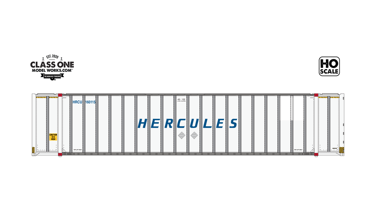 Class One Model Works HO Scale Hyundai 48' Container Hercules HRCU 160103 / 160114 2-Pack #1
