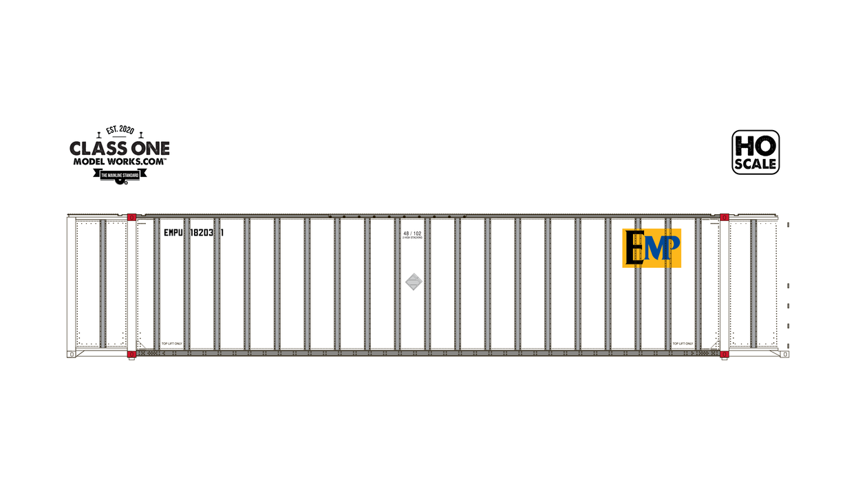Class One Model Works HO Scale Monon 48' Container EMPU 182031 / 181702 2-Pack #1