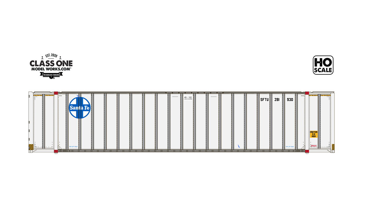 Class One Model Works HO Scale Monon 48' Container Santa Fe SFTU 283969 / 284013 2-Pack #2