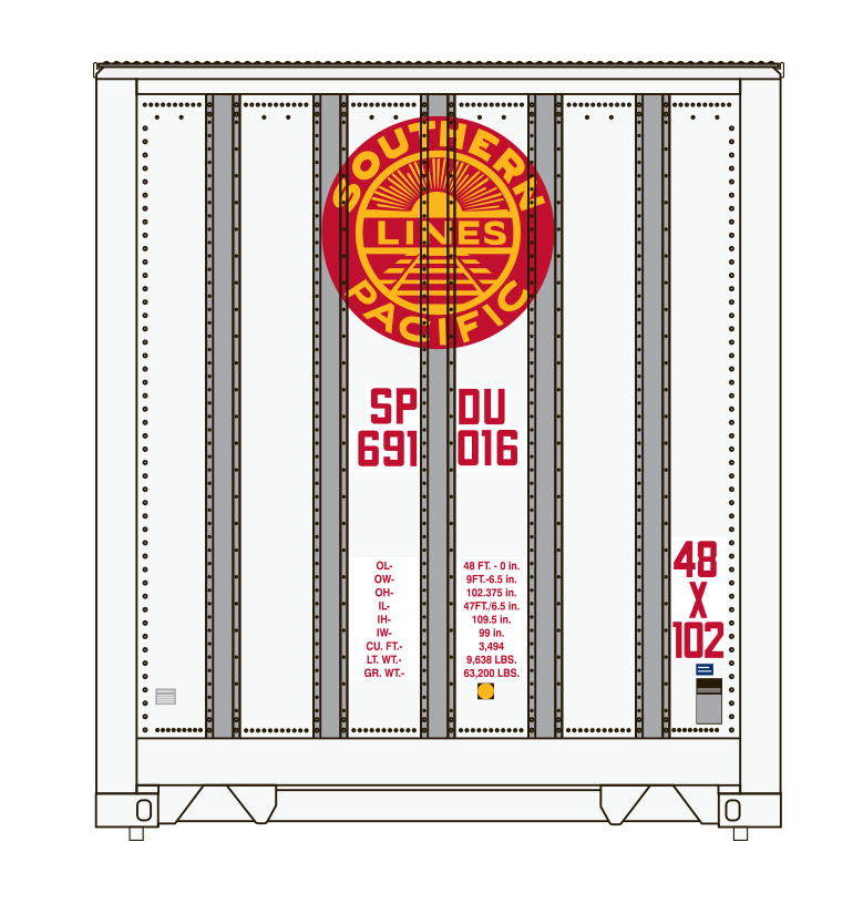Class One Model Works HO Scale Monon 48' Container Southern Pacific SPDU Single