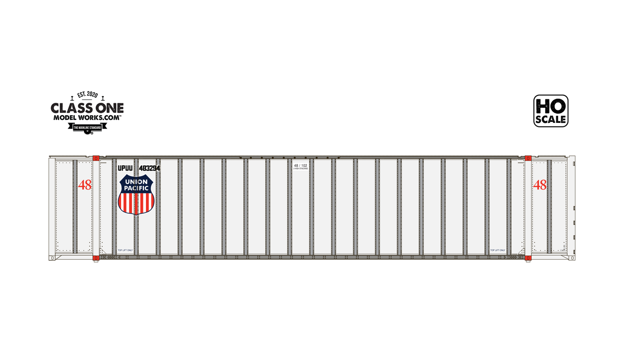 Class One Model Works HO Scale Monon 48' Container Union Pacific UPUU 483002 / 483289 2-Pack #1