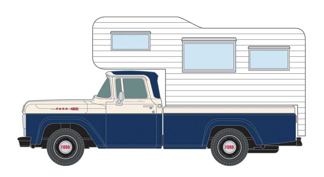Classic Metal Works 30565 HO Scale 1960 Ford Camper Blue