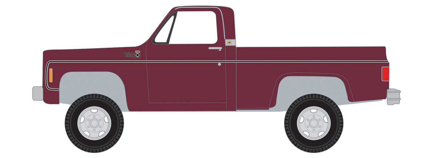 Classic Metal Works 30658 HO Scale 1975 Chevy Custom Deluxe Pickup Truck - Roseland Red
