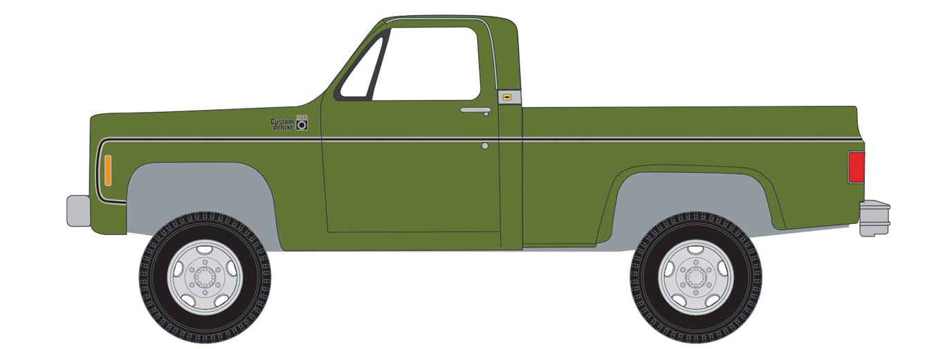 Classic Metal Works 30659 HO Scale 1975 Chevy Custom Deluxe Pickup Truck - Medium Lime Green Poly