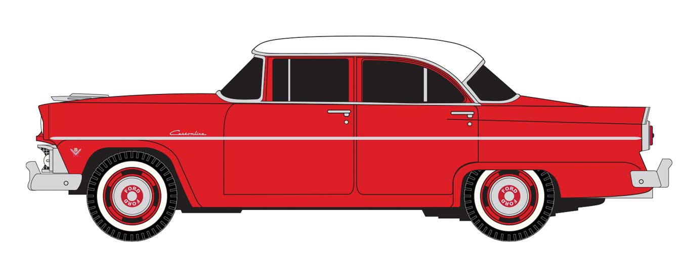 Classic Metal Works 30664 HO Scale 1955 Ford 4 Door Sedan Torch Red