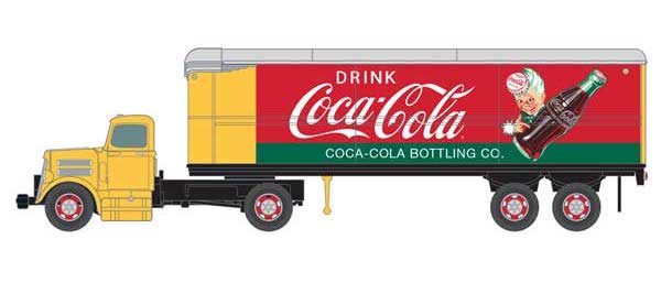 Classic Metal Works 31187 HO Scale (1:87) White WC22 Tractor Trailer Truck Coca-Cola
