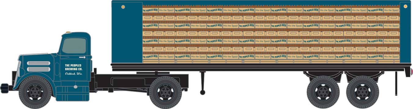 Classic Metal Works 31198 HO Scale (1:87) White WC22 Blue Tractor Trailer Truck Peoples Beer