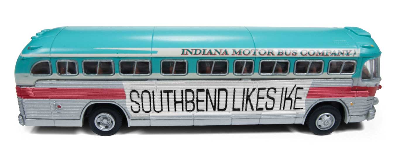 Classic Metal Works 32314 HO Scale (1:87) GMC TD 3610 Transit Bus Indiana Motors Eisenhower Campaign