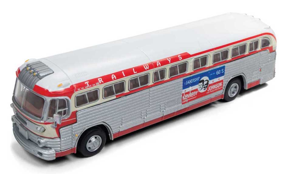 Classic Metal Works 32315 HO Scale GMC TD 3610 Transit Bus Trailways Kennedy Campaign