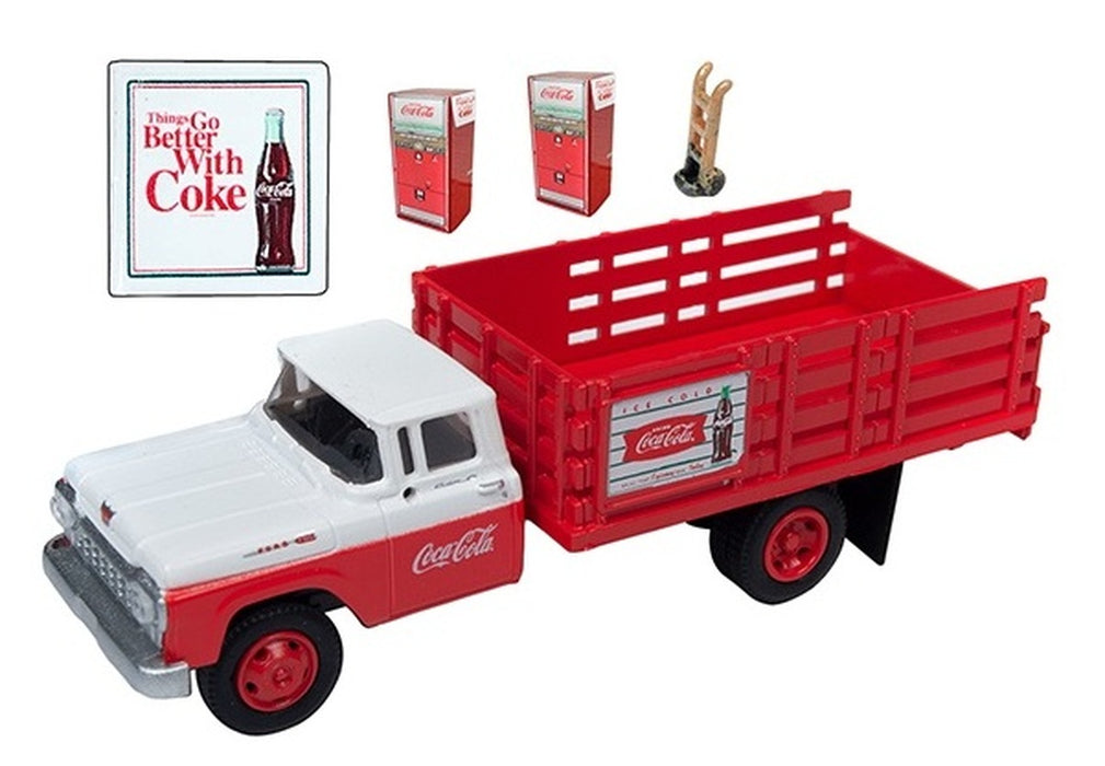 Classic Metal Works 40006 HO Scale (1:87) 1960 Ford Stakebed Truck with Vending Machines Coca-Cola
