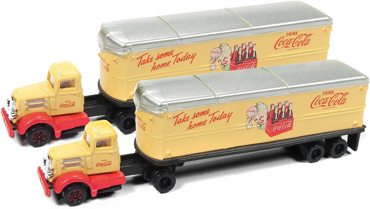 Classic Metal Works 51177 N Scale White WC22 Tractor with Van Trailers Coca-Cola 2 Pack